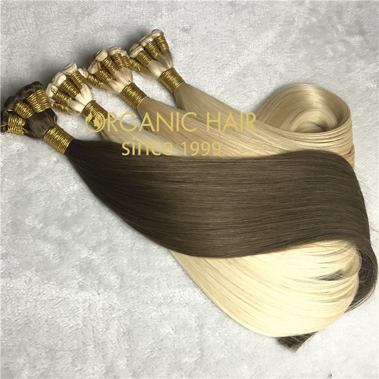 High quality human hair extensions--Hand tied weft hair extensions C23